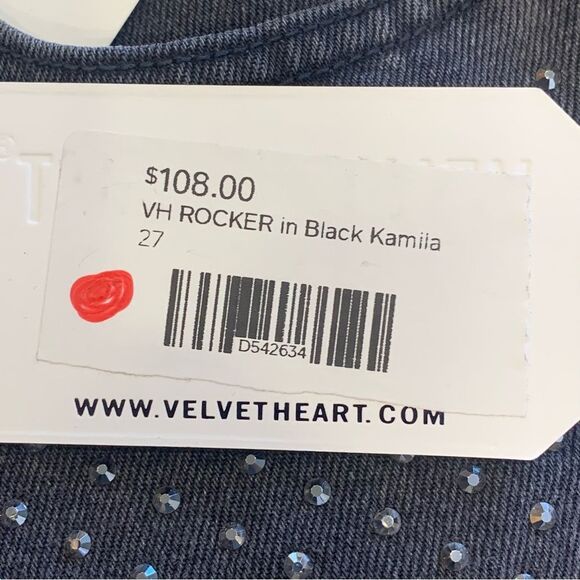 Velvet Heart Denim Rocker High Rise Skinny Jeans Black Bling Size 27W - Picture 6 of 12